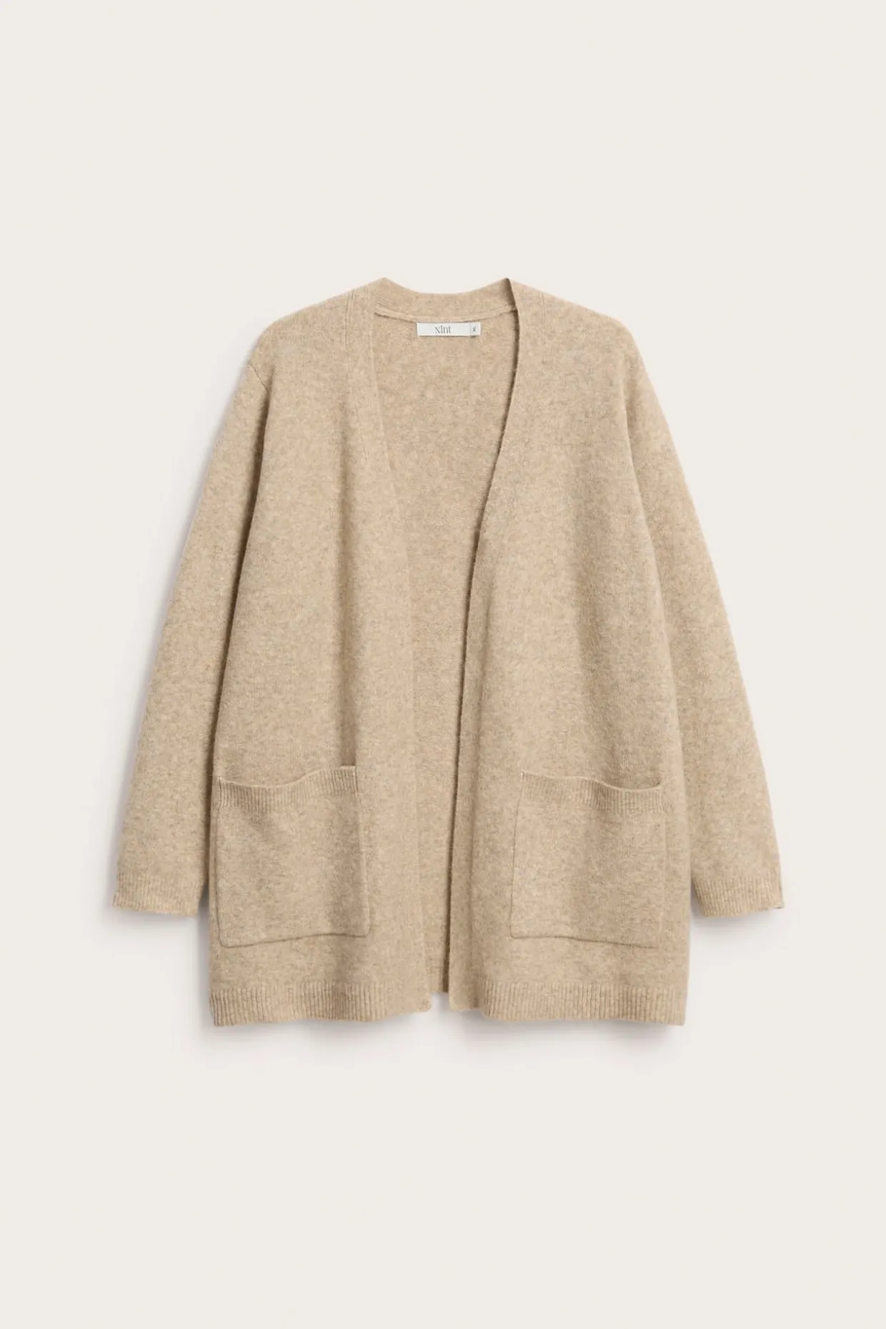 Pitkä neuletakki | Meleerattu beige | Naiset | Kappahl