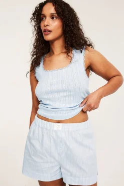 Pointelle-pyjamatoppi | Sininen | Naiset | Kappahl