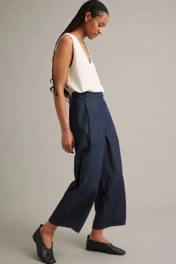 Pull-on-farkut barrel fit cropped | Tumma denim | Naiset | Kappahl