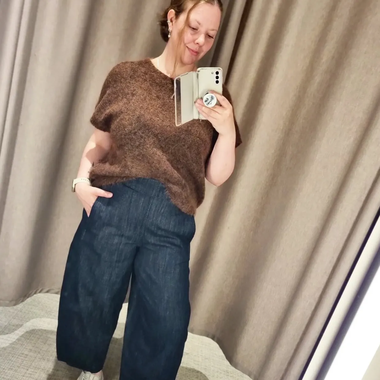 Pull-on-farkut barrel fit cropped | Tumma denim | Naiset | Kappahl