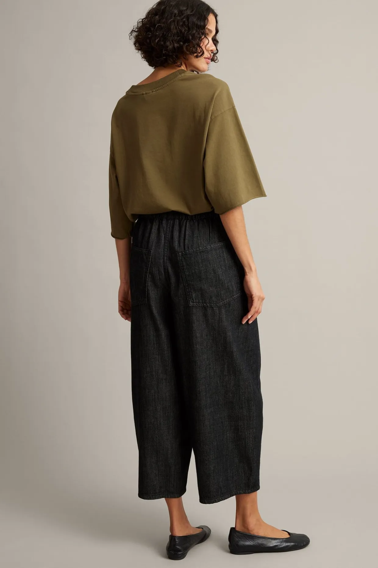 Pull-on-farkut barrel fit | Musta denim | Naiset | Kappahl