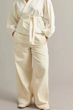 Pull-on-farkut wide fit | Beige | Naiset | Kappahl