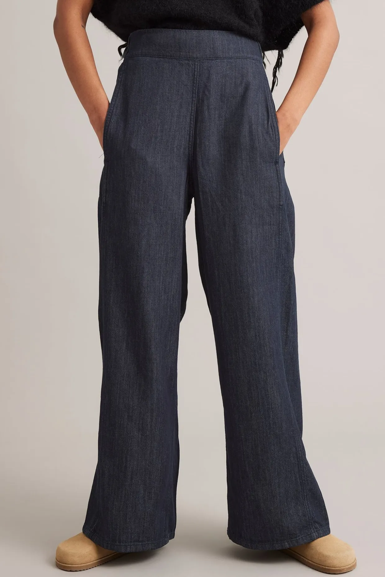Pull-on-farkut wide fit | Tumma denim | Naiset | Kappahl