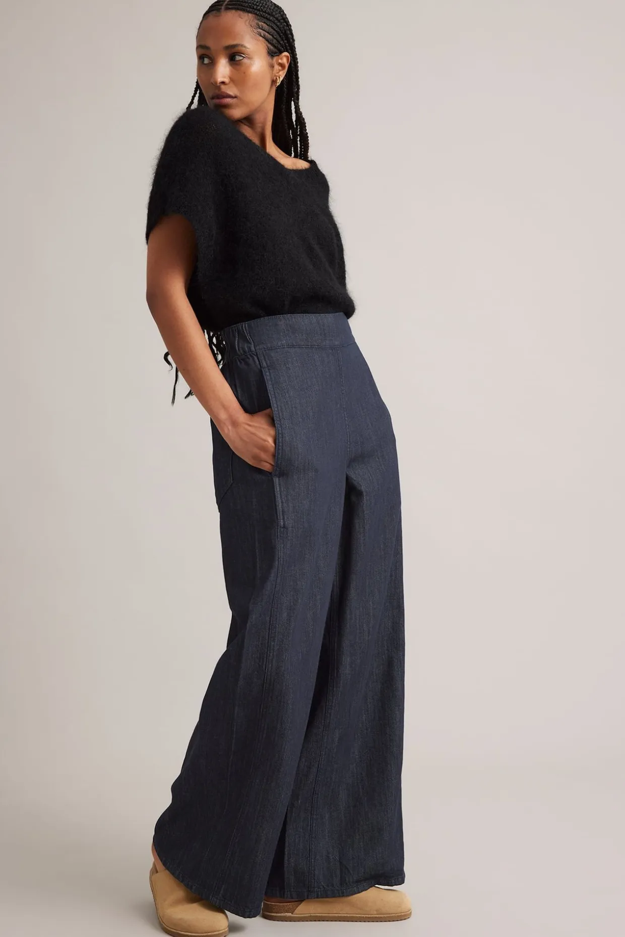 Pull-on-farkut wide fit | Tumma denim | Naiset | Kappahl
