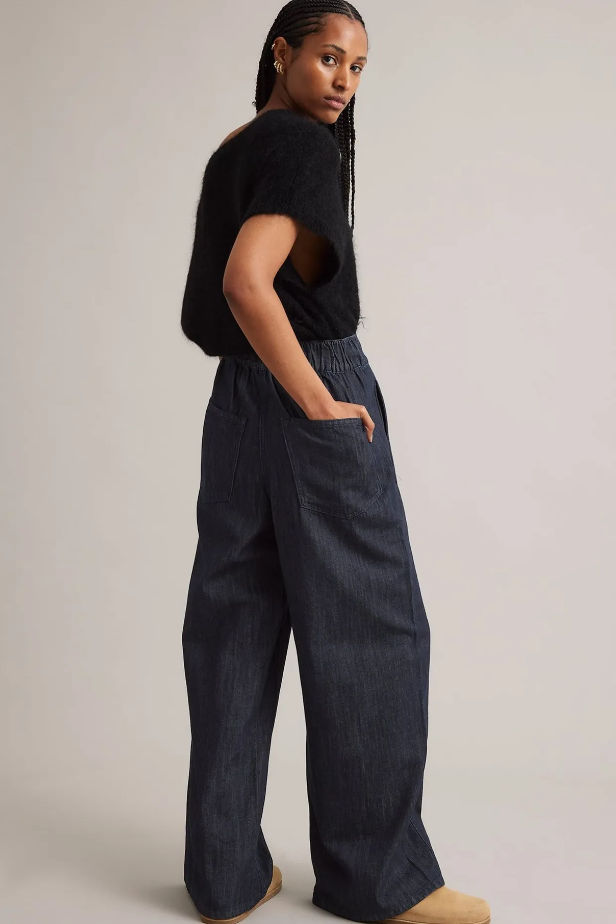 Pull-on-farkut wide fit | Tumma denim | Naiset | Kappahl