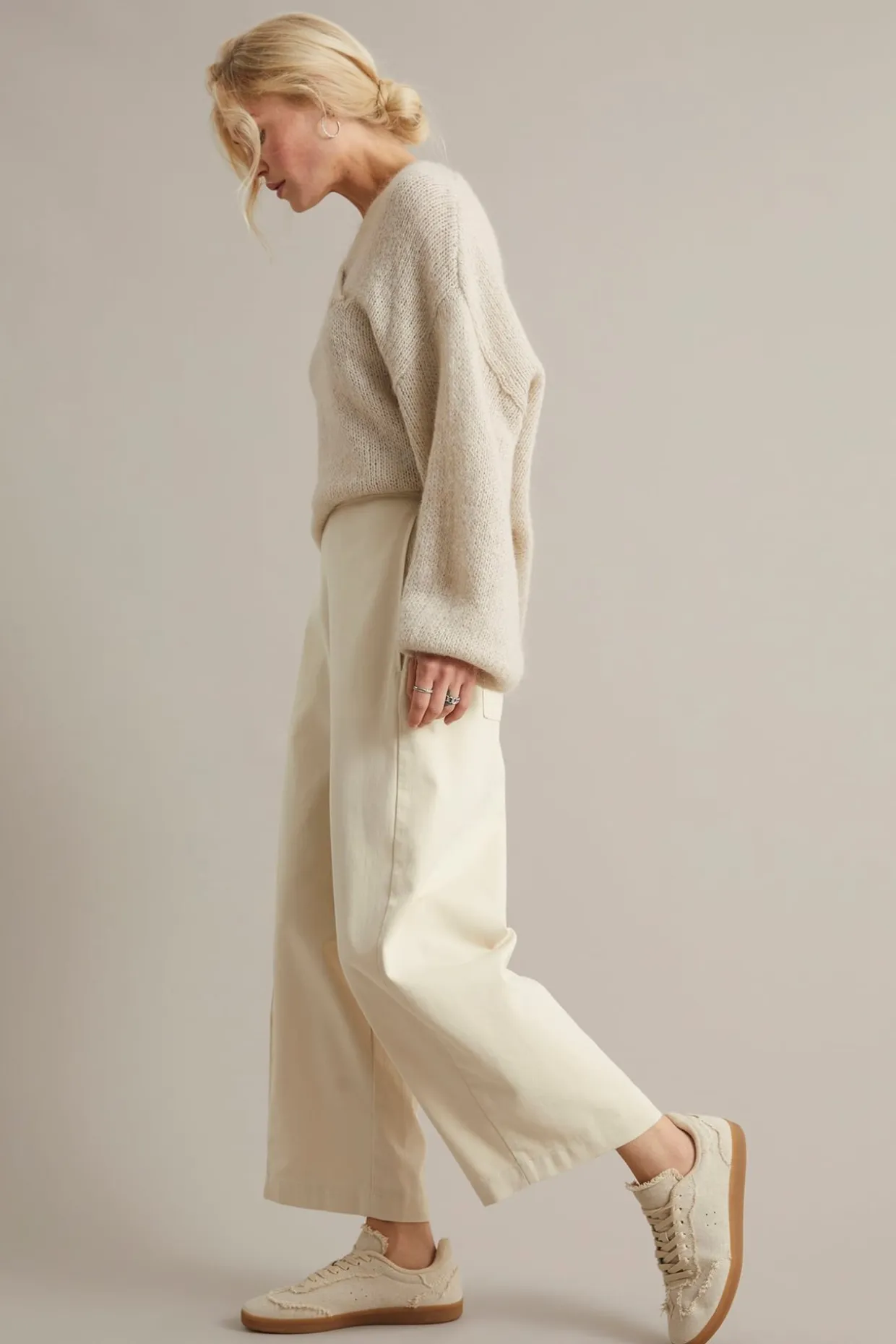 Pull on -housut barrel fit | Vaaleanbeige | Naiset | Kappahl