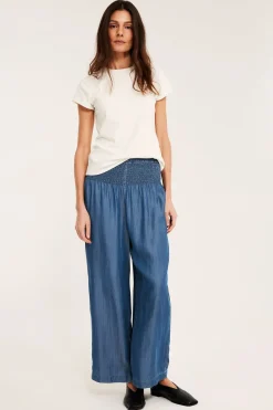 Pull-on-housut, jossa smokkirypytys | Vaaleansininen | Naiset | Kappahl