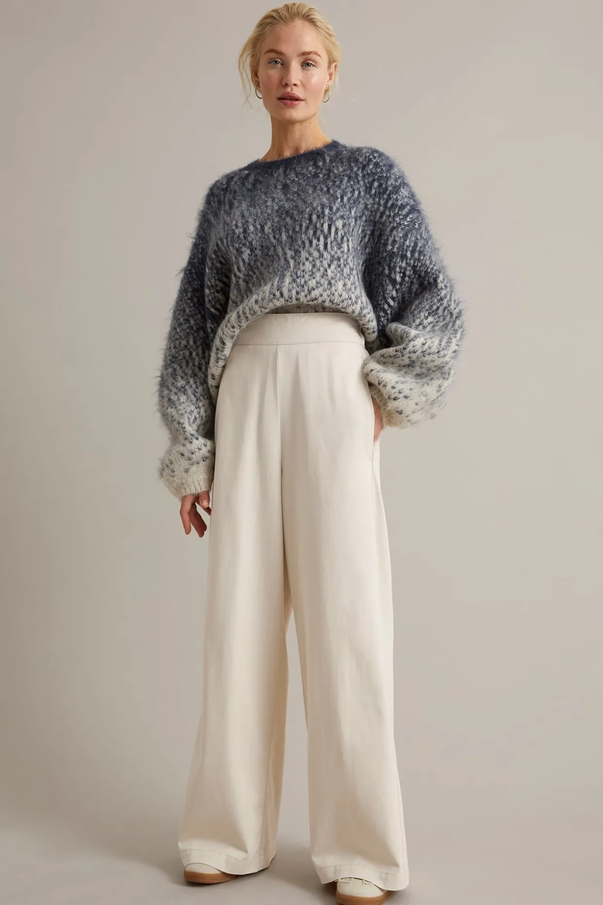 Pull-on-housut wide fit | Vaaleanbeige | Naiset | Kappahl