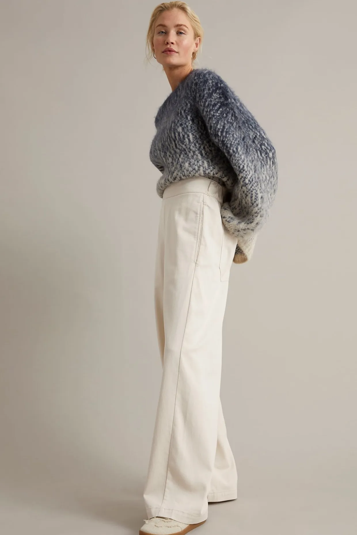 Pull-on-housut wide fit | Vaaleanbeige | Naiset | Kappahl