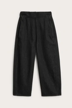 Pull-on jeans barrel fit cropped | Musta denim | Naiset | Kappahl