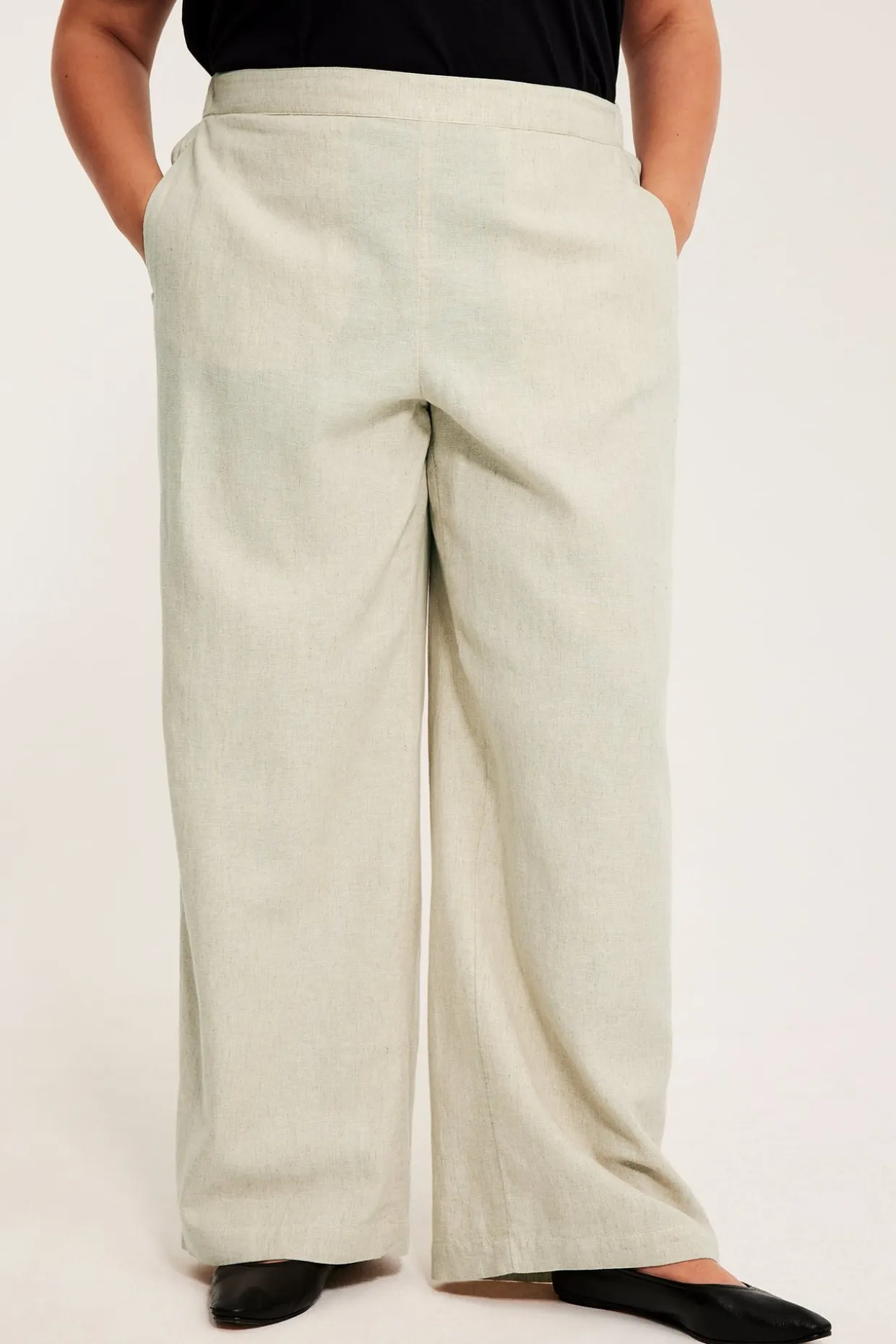 Pull-on-pellavasekoitehousut | Meleerattu beige | Naiset | Kappahl