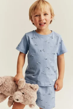 Purjeveneaiheinen pyjamasetti | Sininen | Lapset | Newbie
