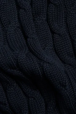 Puuvillaa oleva palmikkoneulepusero | Tummansininen | Naiset | Kappahl