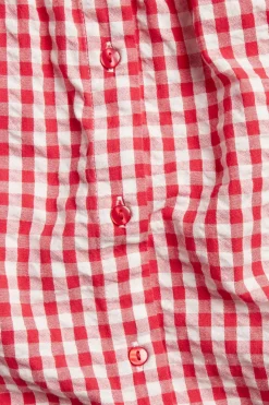 Puuvillakreppiä oleva ruudullinen paitapusero | Punainen | Naiset | Kappahl
