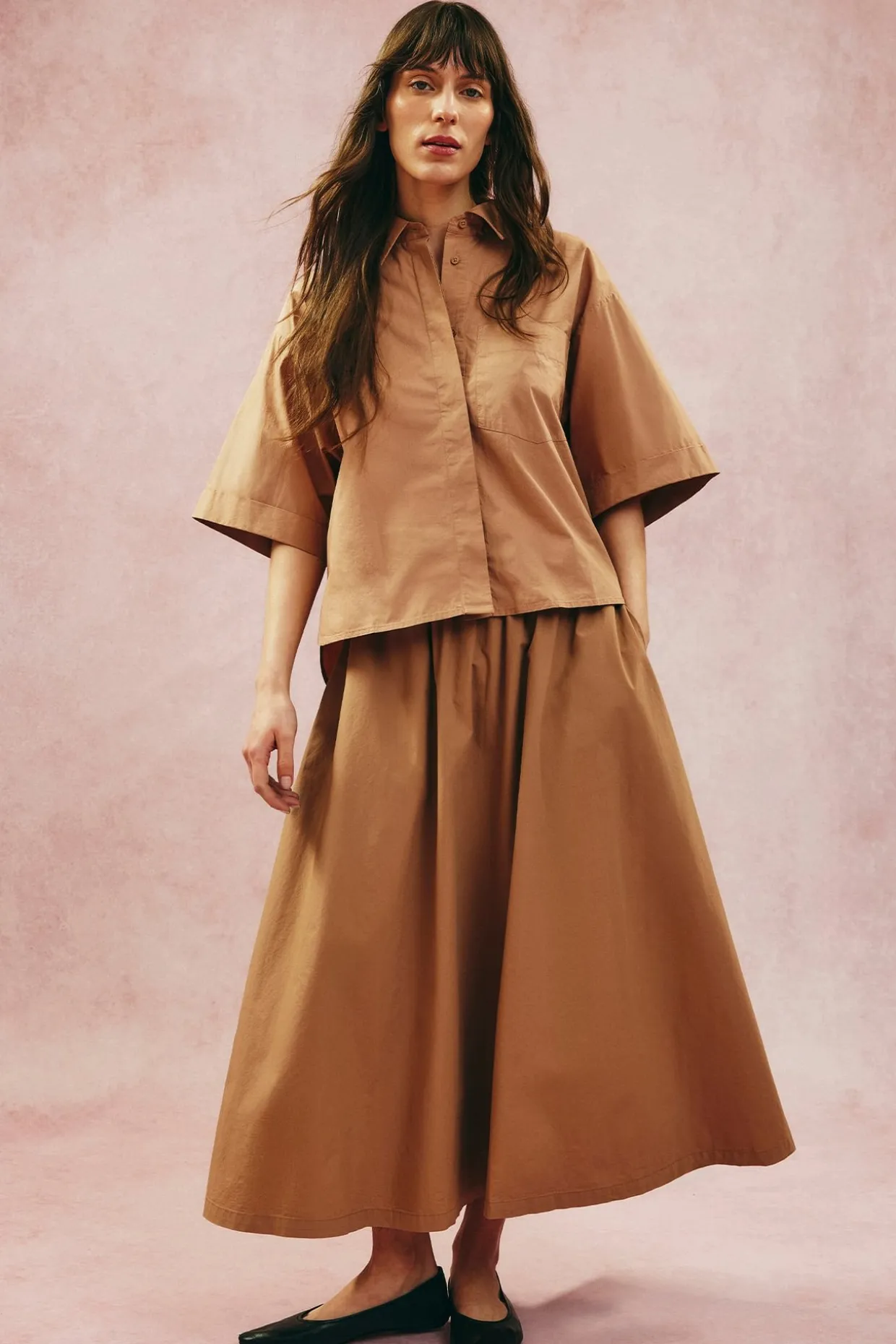 Puuvillapopliinihame | Beige | Naiset | Kappahl