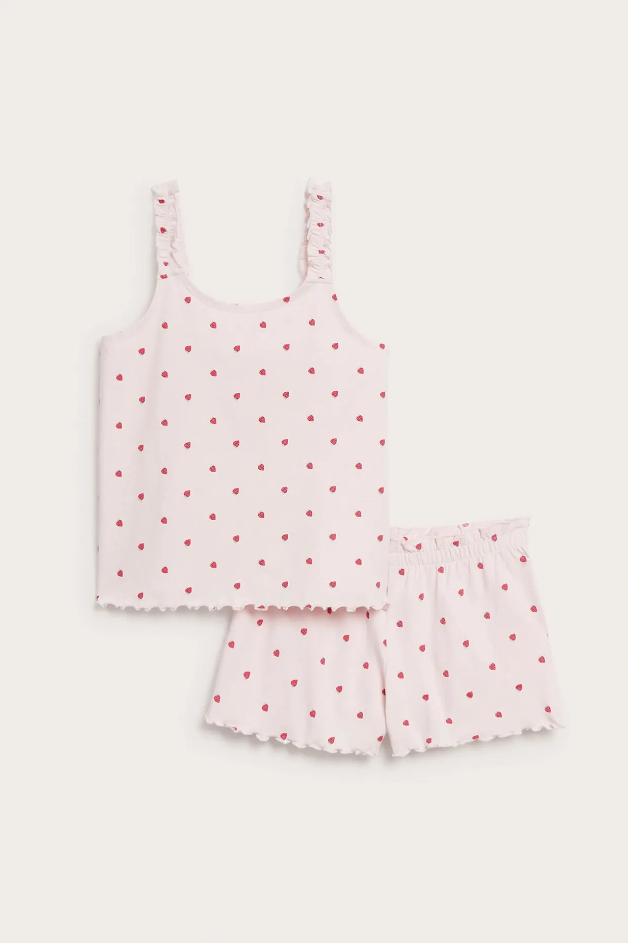 Puuvillapyjama, jossa on mansikkakuviointi | Vaaleanpunainen | Lapset | Kappahl