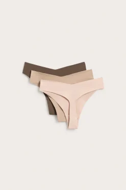 Puuvillasekoitestringit, 3-pack | Vaaleanpunainen | Naiset | Kappahl
