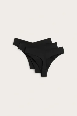 Puuvillasekoitestringit, 3-pack | Musta | Naiset | Kappahl