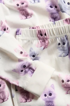 Puuvillatrikoopyjama kissakuosilla | Luonnonvalkoinen | Lapset | Kappahl