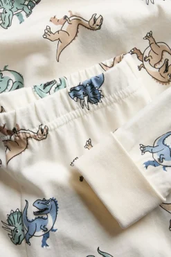 Puuvillatrikoosta valmistettu pyjama, jossa on dinosauruskuvio | Luonnonvalkoinen | Lapset | Kappahl