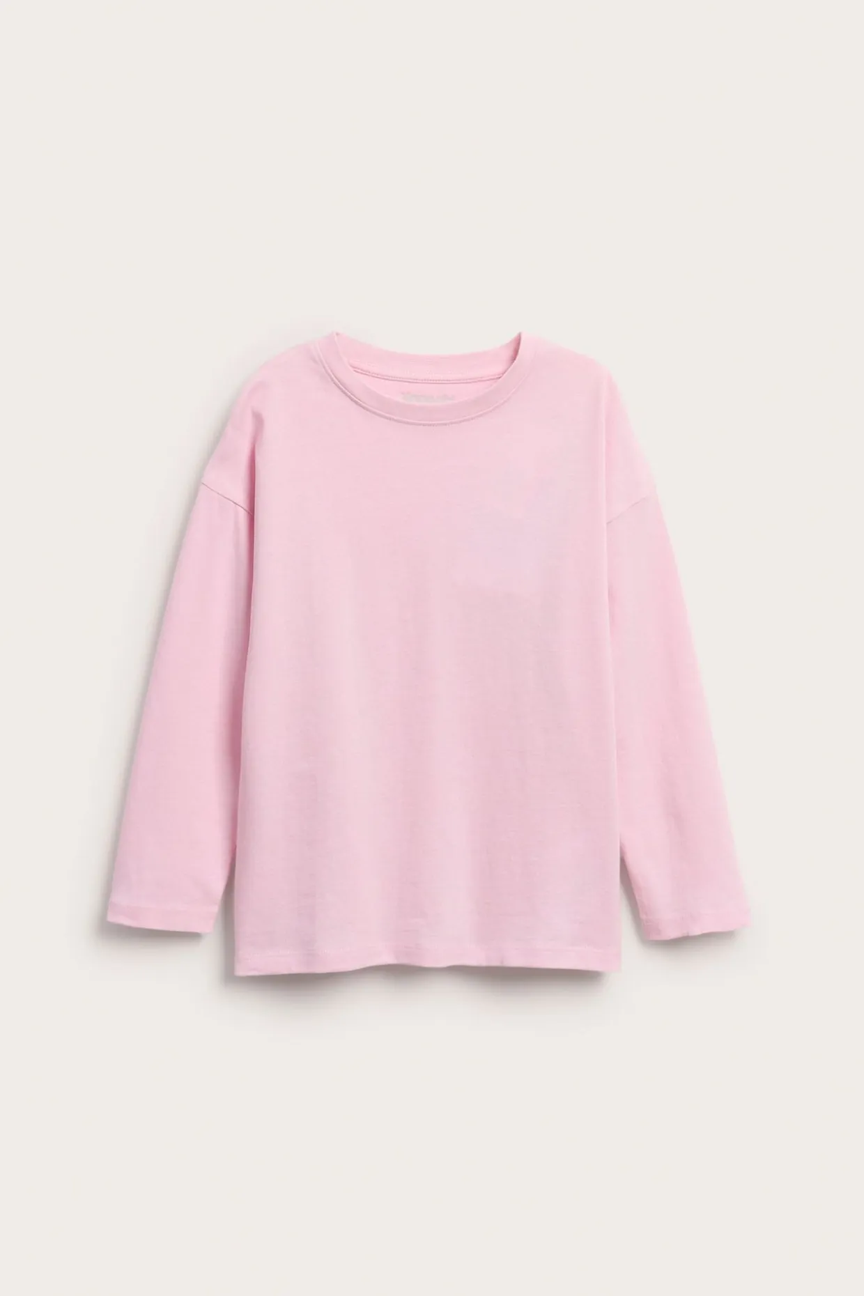 Puuvillatrikoota oleva pitkähihainen oversize-t-paita. | Pinkki | Lapset | Kappahl