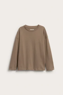Puuvillatrikoota oleva pitkähihainen oversize-t-paita. | Ruskea | Lapset | Kappahl