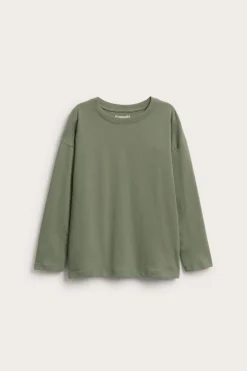 Puuvillatrikoota oleva pitkähihainen oversize-t-paita. | Vihreä | Lapset | Kappahl