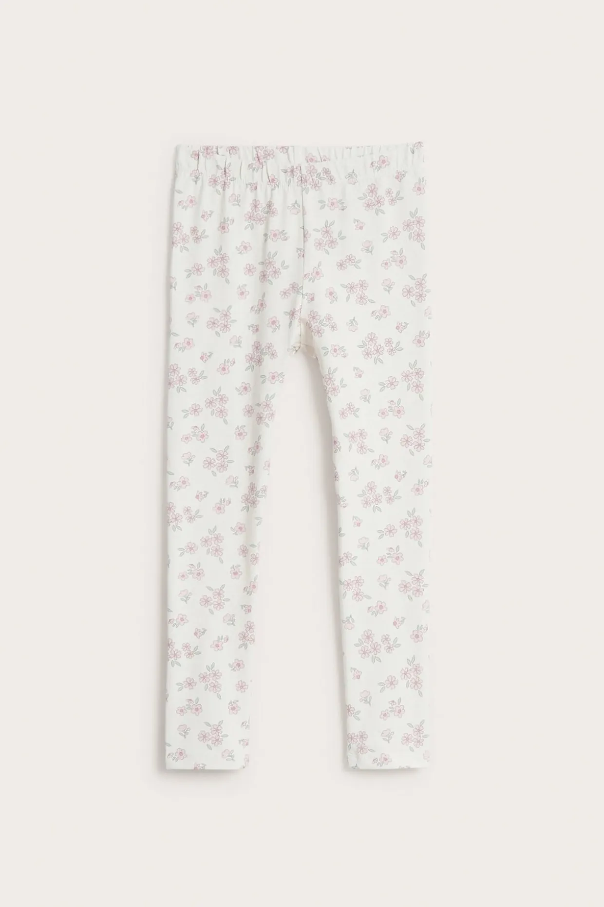 Puuvillatrikoota olevat kukkakuvioiset leggingsit | Luonnonvalkoinen | Lapset | Kappahl
