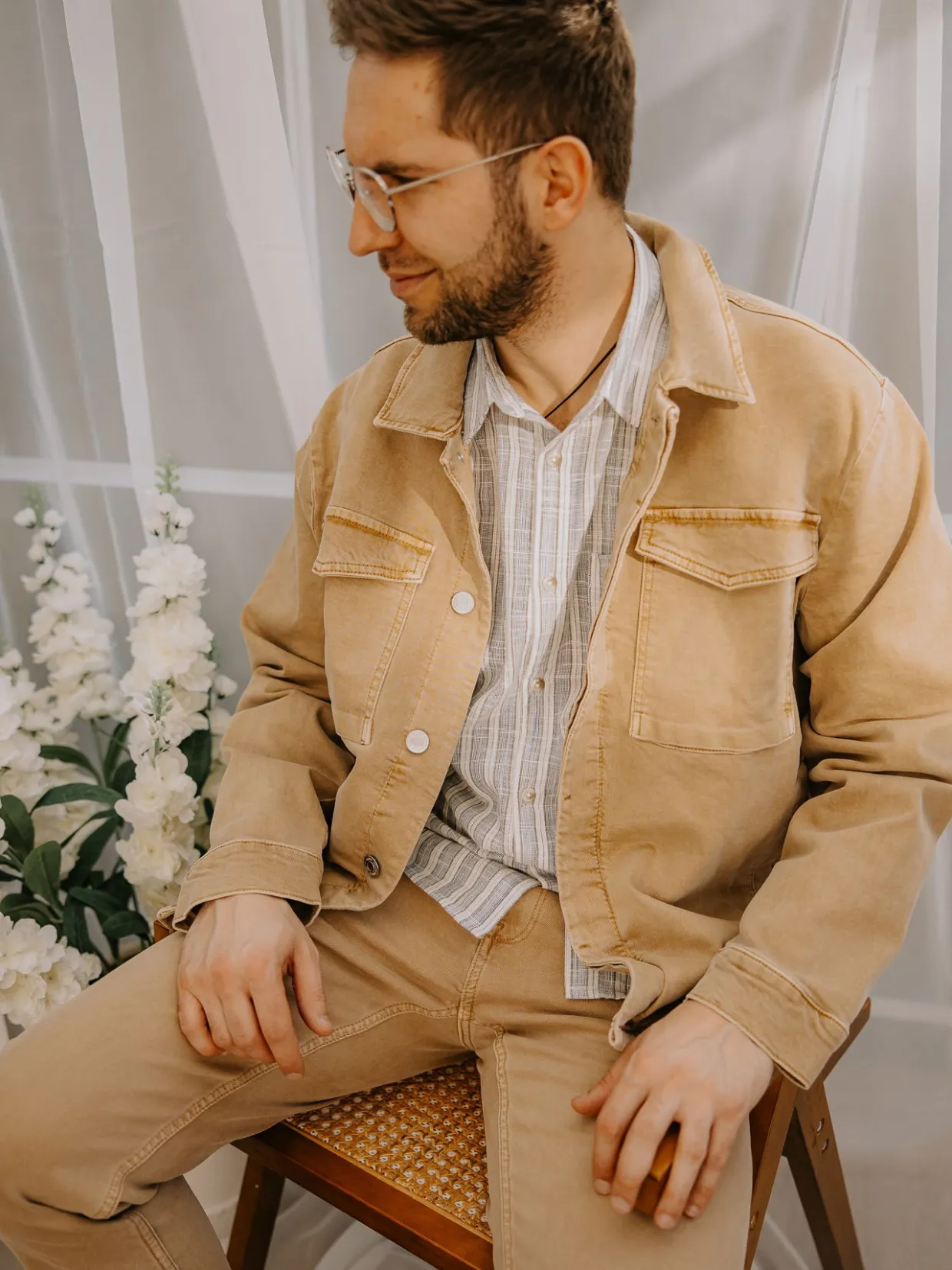 Puuvillatvillitakki | Beige | Miehet | Kappahl