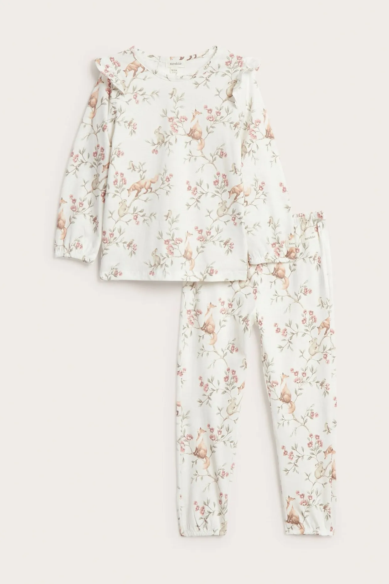 Pyjamasetti röyhelöllä | Luonnonvalkoinen | Lapset | Newbie