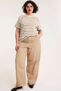 Raidallinen puuvilla-t-paita | Beige | Naiset | Kappahl