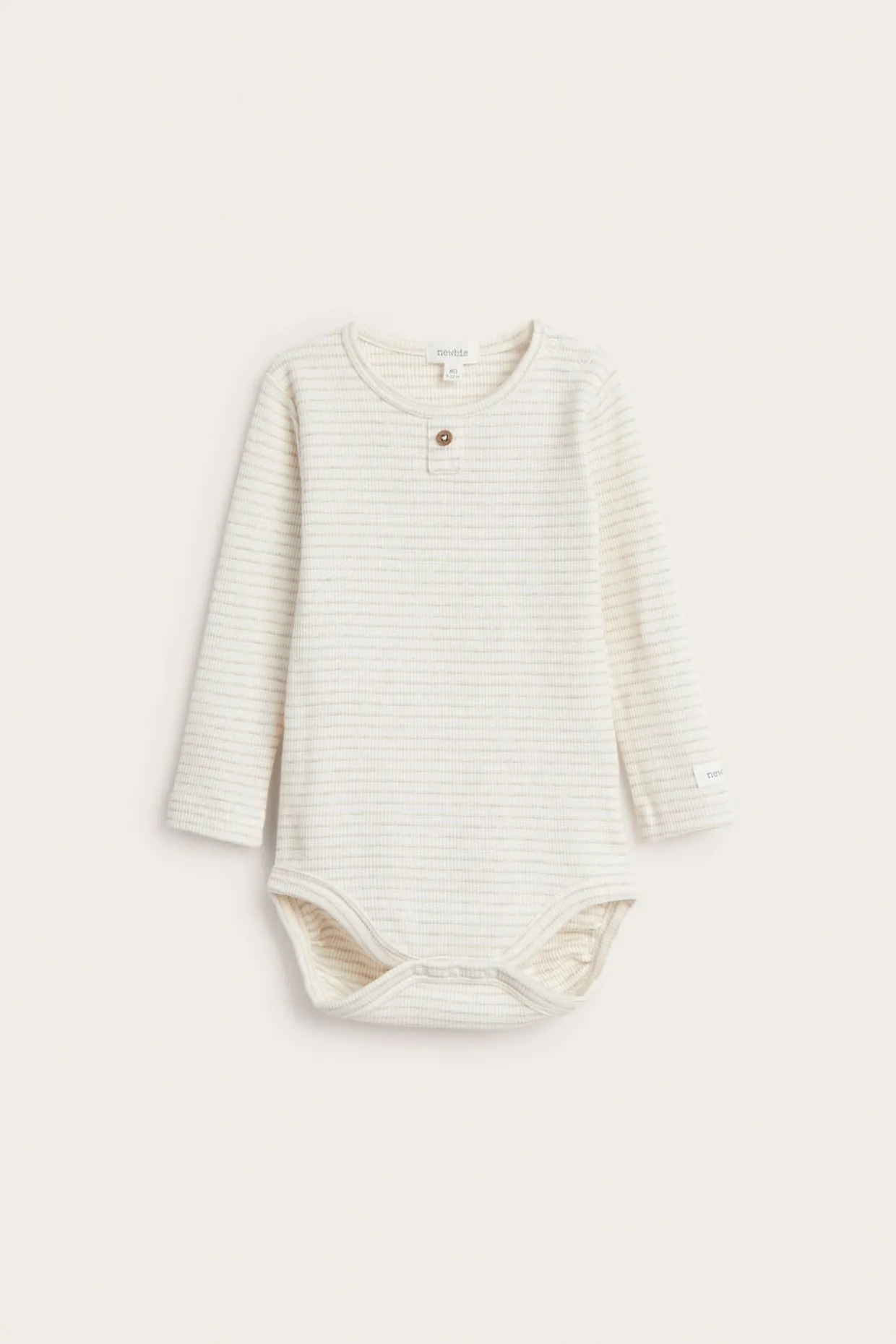 Raidallinen vohvelipintainen body | Meleerattu beige | Vauvat | Newbie
