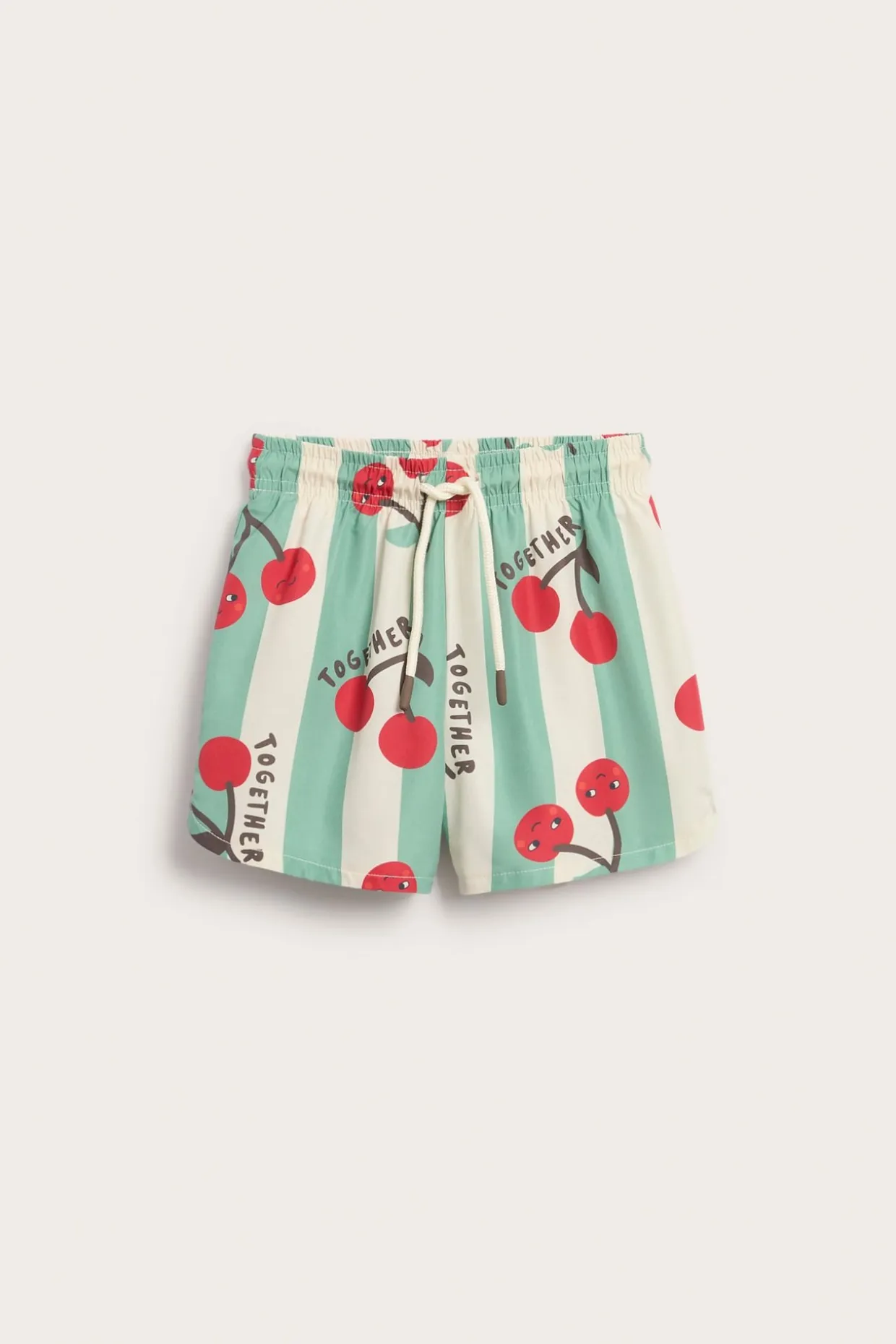 Raidalliset kirsikkakuvioiset uimashortsit | Vaaleanbeige | Lapset | Kappahl