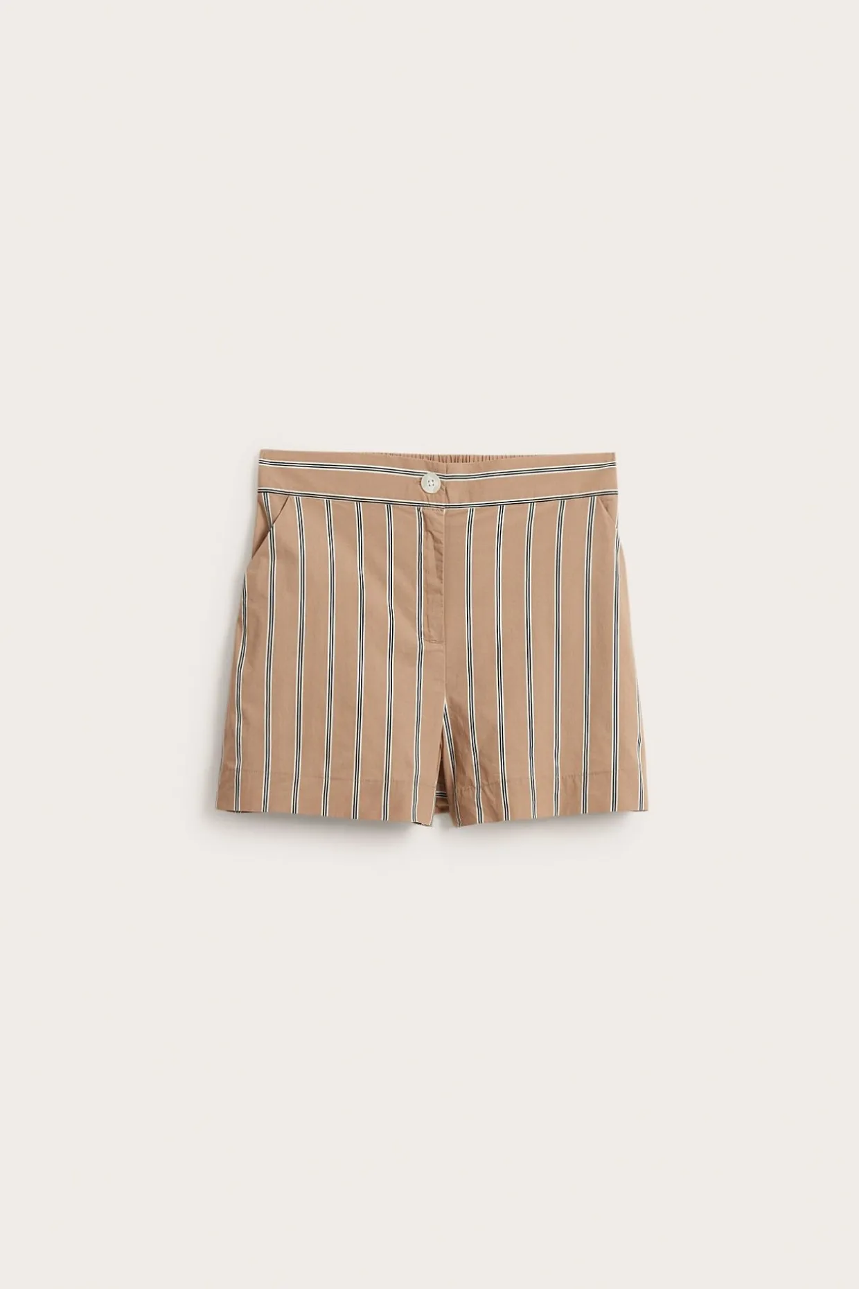 Raidalliset puuvillapopliinishortsit | Beige | Naiset | Kappahl