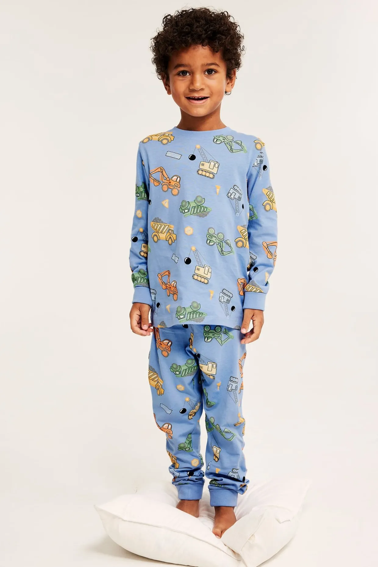 Rakennusajoneuvokuvioinen pyjama | Vaaleansininen | Lapset | Kappahl