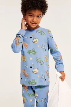 Rakennusajoneuvokuvioinen pyjama | Vaaleansininen | Lapset | Kappahl