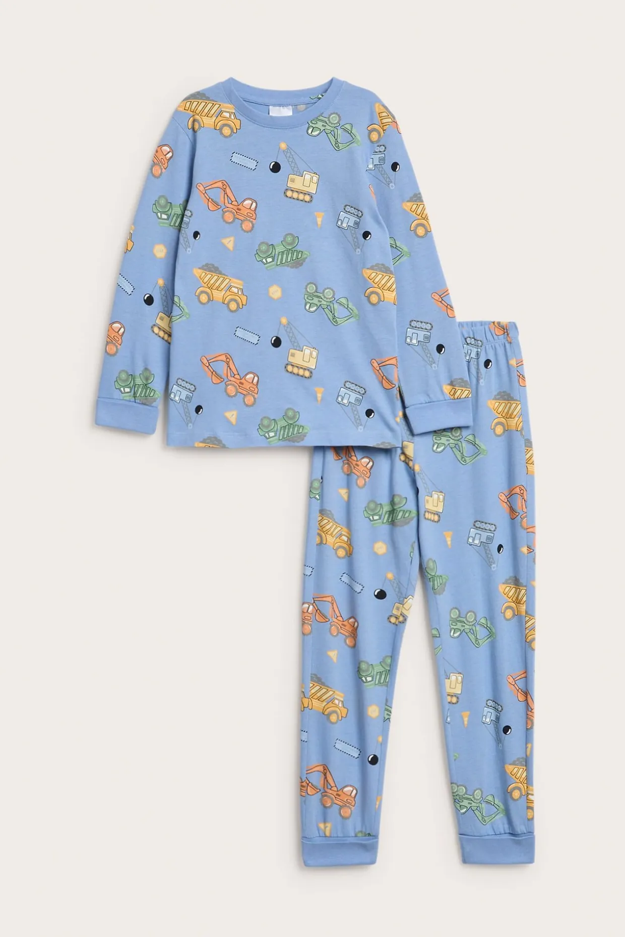 Rakennusajoneuvokuvioinen pyjama | Vaaleansininen | Lapset | Kappahl