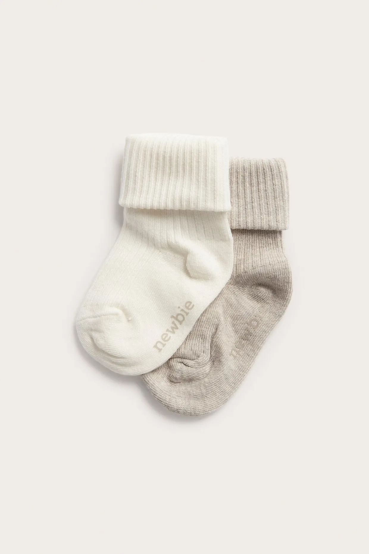 Ribatut sukat, 2-pack | Meleerattu beige | Vauvat | Newbie