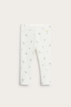 Ribbitrikoota olevat kukkakuvioiset leggingsit | Luonnonvalkoinen | Vauvat | Newbie