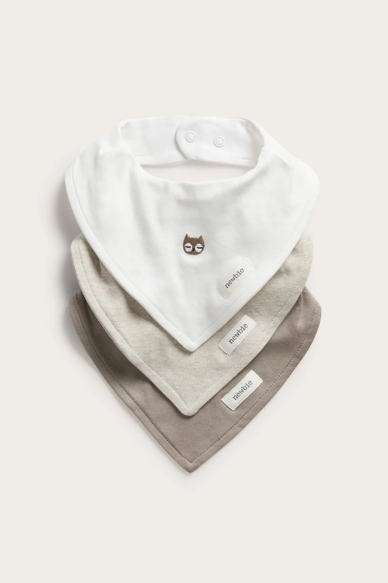 Ruokalaput brodeerauksella, 3 kpl:n pakkaus | Beige | Vauvat | Newbie