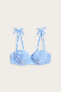 Ruudullinen balconette-bikiniyläosa solmusomisteella | Sininen | Naiset | Kappahl