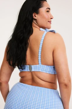 Ruudullinen balconette-bikiniyläosa solmusomisteella | Sininen | Naiset | Kappahl