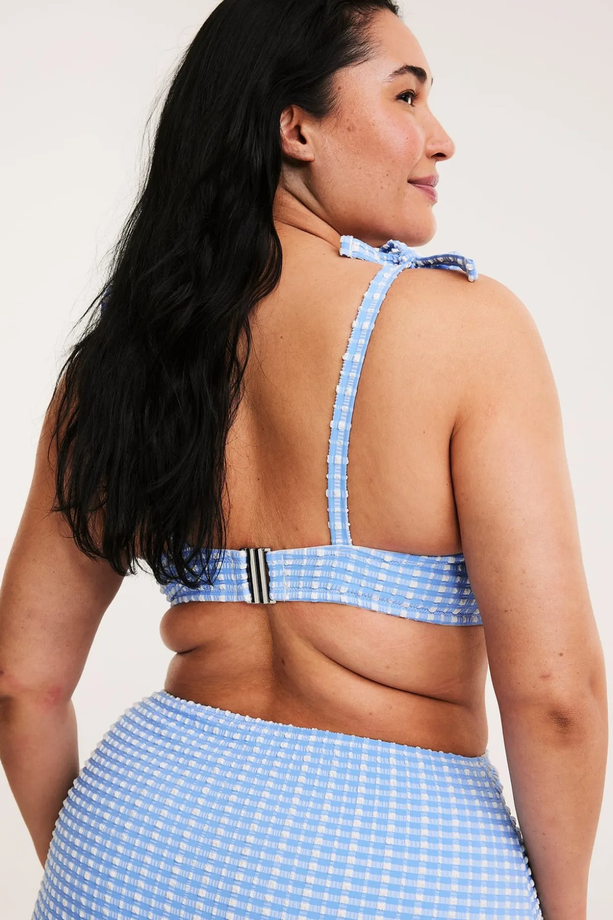 Ruudullinen balconette-bikiniyläosa solmusomisteella | Sininen | Naiset | Kappahl