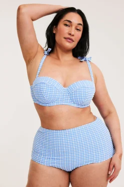 Ruudullinen balconette-bikiniyläosa solmusomisteella | Sininen | Naiset | Kappahl