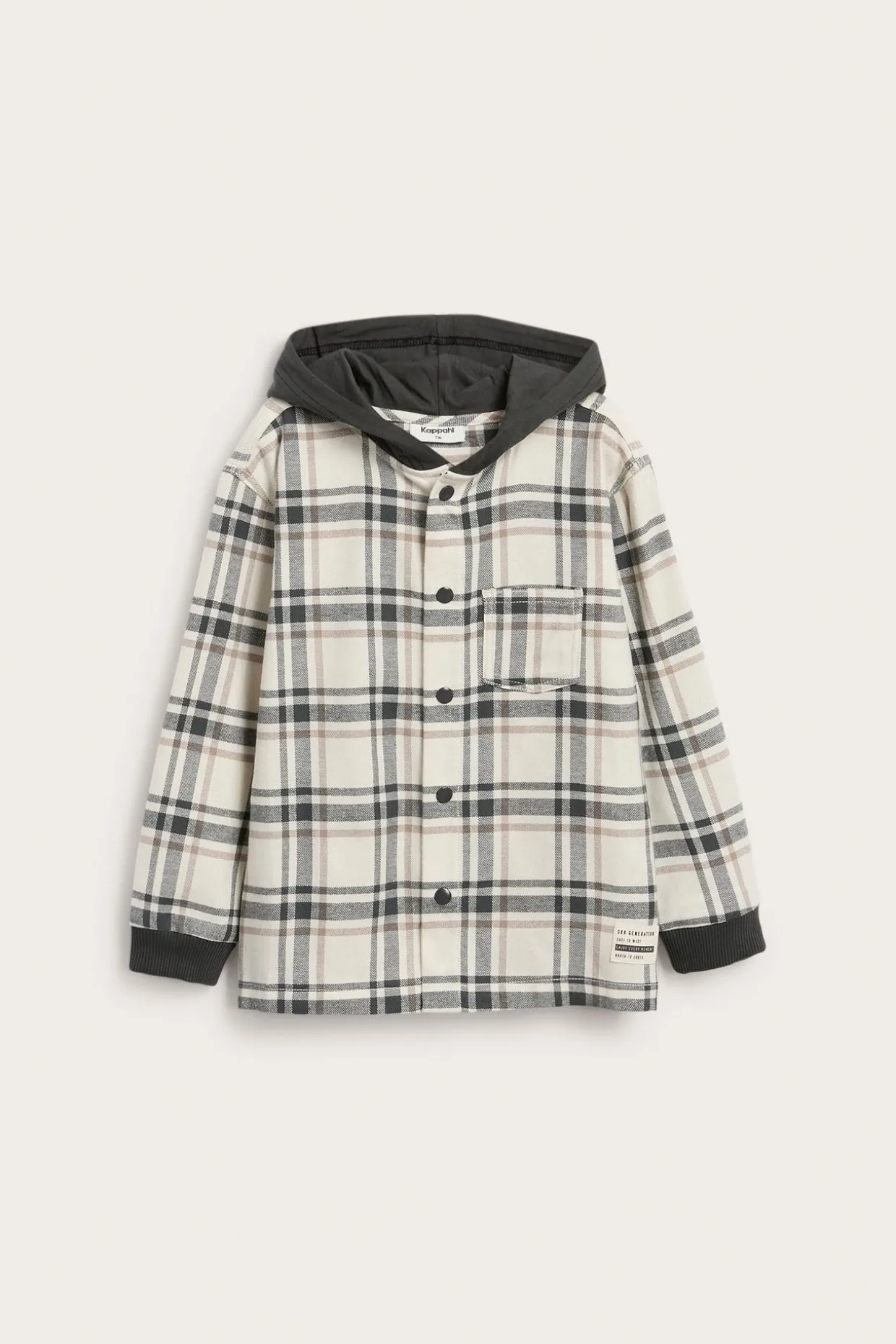Ruudullinen flanellipaita hupulla | Vaaleanbeige | Lapset | Kappahl
