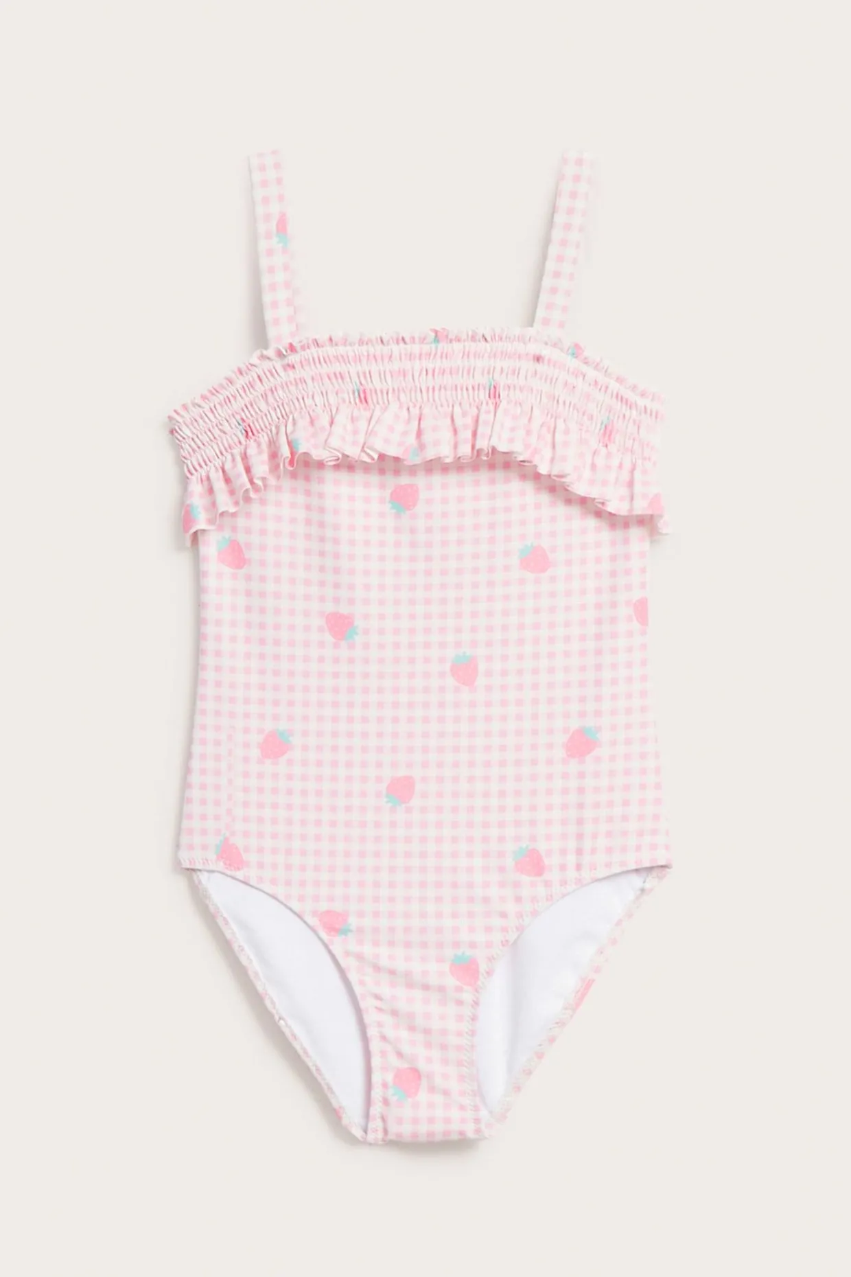 Ruudullinen, mansikka-aiheinen uimapuku | Pinkki | Lapset | Kappahl