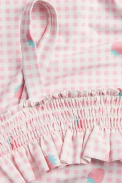 Ruudullinen, mansikka-aiheinen uimapuku | Pinkki | Lapset | Kappahl