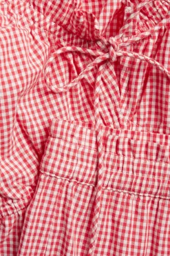 Ruudullinen puuvillapopliinia oleva pyjamasetti
