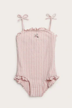 Ruudullinen uimapuku, jossa on kukka | Pinkki | Lapset | Newbie