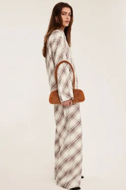 Ruudullinen viskoosisekoitepaita | Beige | Naiset | Kappahl